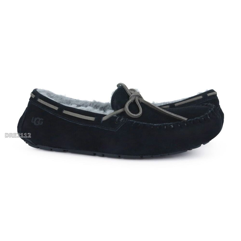 UGG Olsen Black Suede Fur Slippers Mens Size 13 *NEW*
